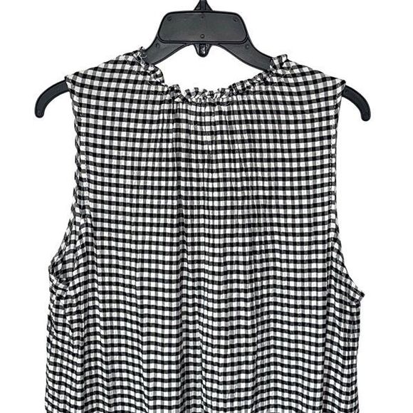 Max Studio Womens Gingham Sleeveless Tiered Mini Dress Black White 2X NWOT - Picture 4 of 8